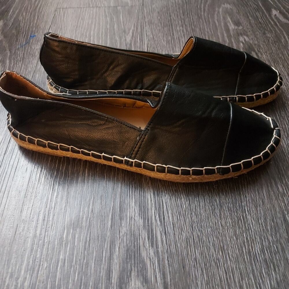 Dollhouse Selfie Black Faux Leather Slip On Espadrille 8.5 Comfy Shoes Footwear